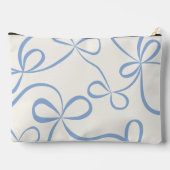 Light Blue Coquette Bow Pattern Custom Name アクセサリーポーチ (裏面)