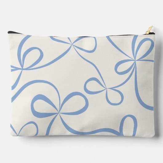 Light Blue Coquette Bow Pattern Custom Name アクセサリーポーチ (裏面)