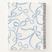 Light Blue Coquette Bow Pattern Custom Name ノートブック (裏面)