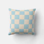 Light Blue Cream Checkerboard Pillow クッション (裏面)
