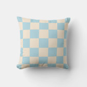 Light Blue Cream Checkerboard Pillow クッション (正面)