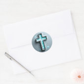 Light Blue Cristian Cross ラウンドシール (封筒)