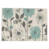 Light Blue Daisy Mid Century Modern Floral ラージペーパーバッグ (裏面)