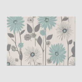 Light Blue Daisy Mid Century Modern Floral 薄葉紙