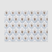 Light Blue Damask Pattern with Pine Cones 薄葉紙 (正面)