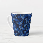 light blue, dark blue, dusty blue camo abstract カフェラテマグ (左アングル)