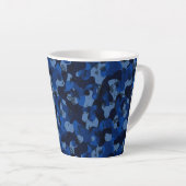 light blue, dark blue, dusty blue camo abstract カフェラテマグ (右アングル)