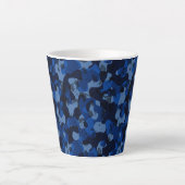 light blue, dark blue, dusty blue camo abstract カフェラテマグ (正面)