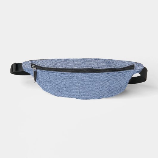 Light blue denim blue jean look Print Cut Sew Bag ファニーパック (正面)