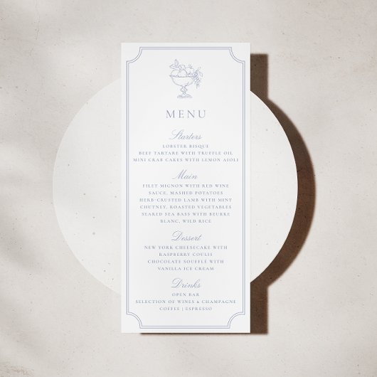 Light Blue Double Frame Wedding Menu 招待状