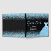 Light Blue Dress Faux Glitter Quinceanera ゲストブック (全面)