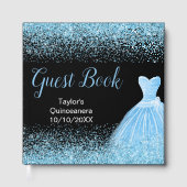 Light Blue Dress Faux Glitter Quinceanera ゲストブック (正面)