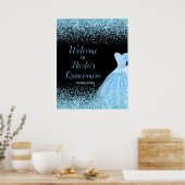 Light Blue Dress Faux Glitter Quinceanera Welcome ポスター (キッチン)