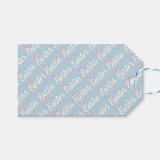 Light Blue “Easter” Script  ギフトタグ (正面(横))