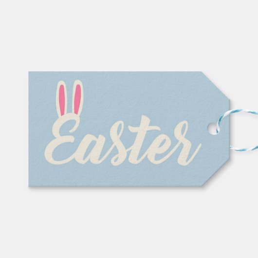 Light Blue “Easter” Script  ギフトタグ (正面(横))