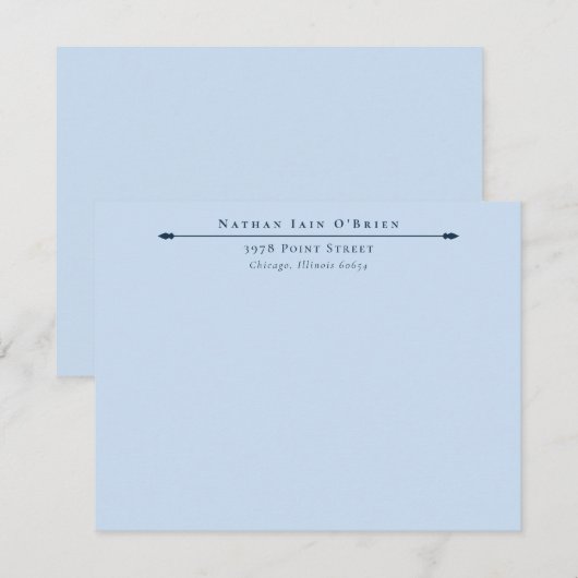 Light Blue Elegant Personalized With Name Address ノートカード (正面/裏面)