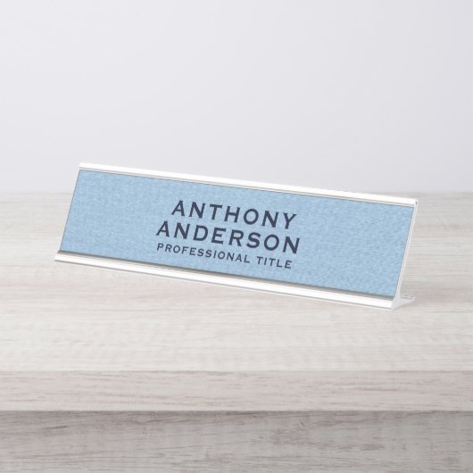 Light Blue Fabric Texture デスクネームプレート (正面)