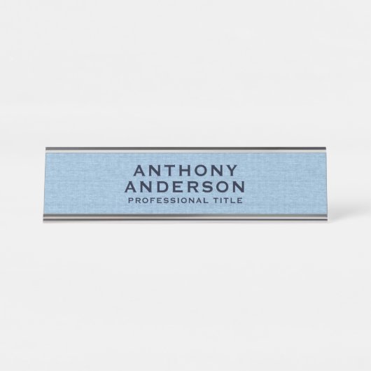 Light Blue Fabric Texture デスクネームプレート (正面)