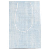 Light Blue Faux Linen Bridal Shower ミディアムペーパーバッグ (正面)