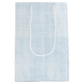 Light Blue Faux Linen Bridal Shower ミディアムペーパーバッグ (裏面)