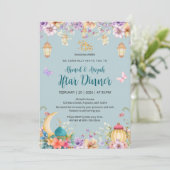 Light Blue Floral and Butterfly Ramadan Iftar 招待状 (スタンド正面)