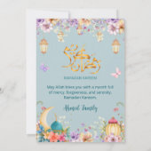 Light Blue Floral and Butterfly Ramadan Iftar 招待状 (裏面)