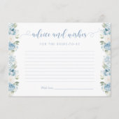 Light Blue Floral Bridal Shower Advice and Wishes エンクロージャーカード (正面)