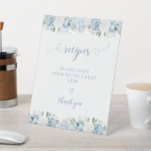 Light Blue Floral Bridal Shower Recipe 台座サイン (インサイチュ)