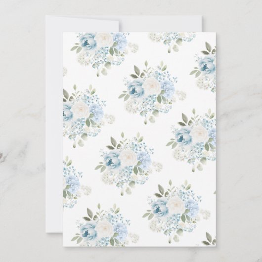 Light Blue Floral Crest French Bridal Shower 招待状 (裏面)
