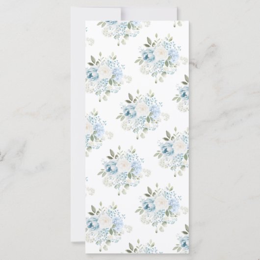 Light Blue Floral French Crest Wedding Menu Cards (裏面)