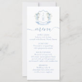 Light Blue Floral French Crest Wedding Menu Cards (正面)