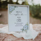 Light Blue Floral Help Us Capture The Love Sign 台座サイン