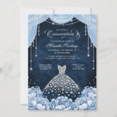 Light Blue Floral Princess Quinceanera Invitation 招待状 (正面)