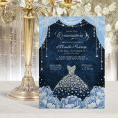 Light Blue Floral Princess Quinceanera Invitation 招待状