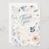 Light Blue Floral Thank you card - note card  シーズンカード (正面/裏面)