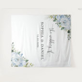 Light Blue Floral Wedding Backdrops Banner タペストリー (正面(横))