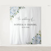Light Blue Floral Wedding Backdrops Banner タペストリー (正面)