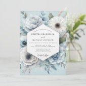 Light Blue Floral Whimsical Wedding 招待状 (スタンド正面)