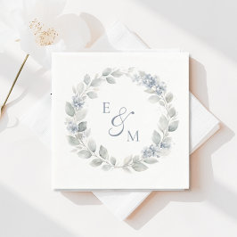 Light Blue Floral Wreath Wedding Napkin スタンダードカクテルナプキン