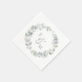 Light Blue Floral Wreath Wedding Napkin スタンダードカクテルナプキン (角)