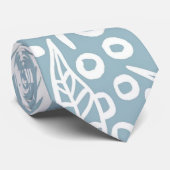 Light Blue Flowers and Leaves ネクタイ (ロール)