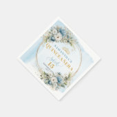 Light Blue Flowers Greenery 15th Birthday Napkins スタンダードカクテルナプキン (角)