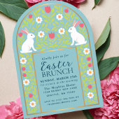 Light Blue Folk Art Easter Brunch Arch Invitation 招待状