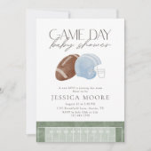 Light Blue Game Day Football Baby Shower 招待状 (正面)