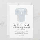 Light Blue Game Time Football Jersey Birthday  招待状 (正面)
