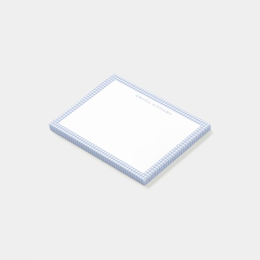 Light Blue Gingham Plaid ポストイット (アングル)
