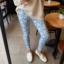 Light Blue Giraffe Print Mosaic レギンス
