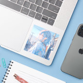 Light blue girl | 東京娘 GenerartiveAI シール (ノートパソコンとiPhone)