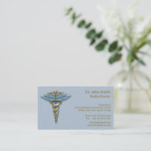 Light Blue Gold Caduceus Fine Professional Medical 予約カード (スタンド正面)