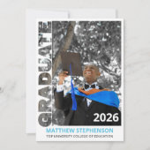 Light Blue Graduation Class of 2026 Announcement 招待状 (正面)